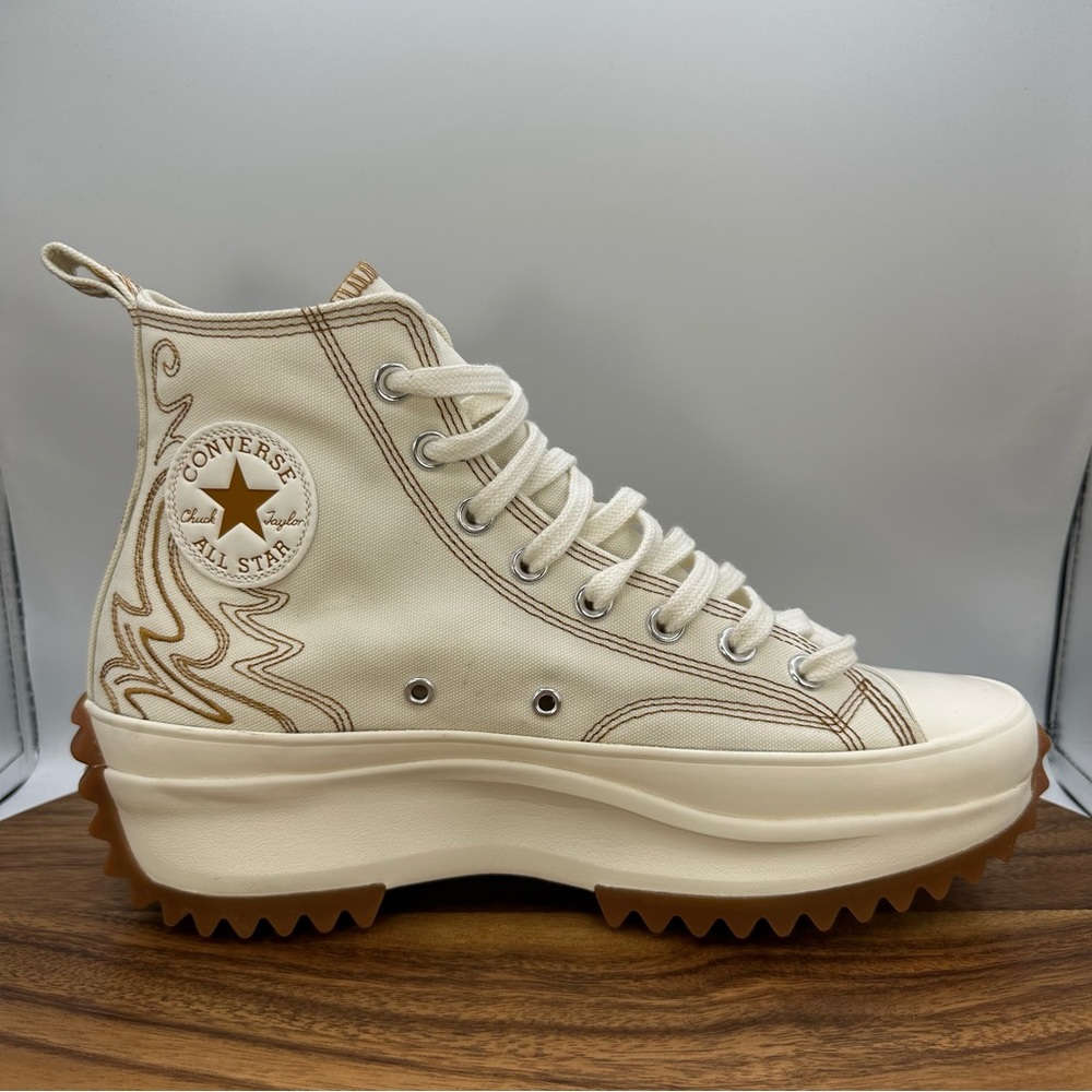 Converse Run Star Hike Platform High Western Embroidery Cream Gum Women 11 - Picture 6 of 11